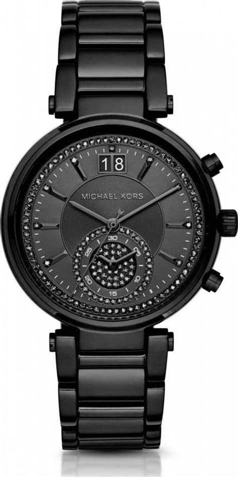 michael kors sawyer black leather watch|Michael Kors Sawyer 39mm Leather Strap Watch, Black.